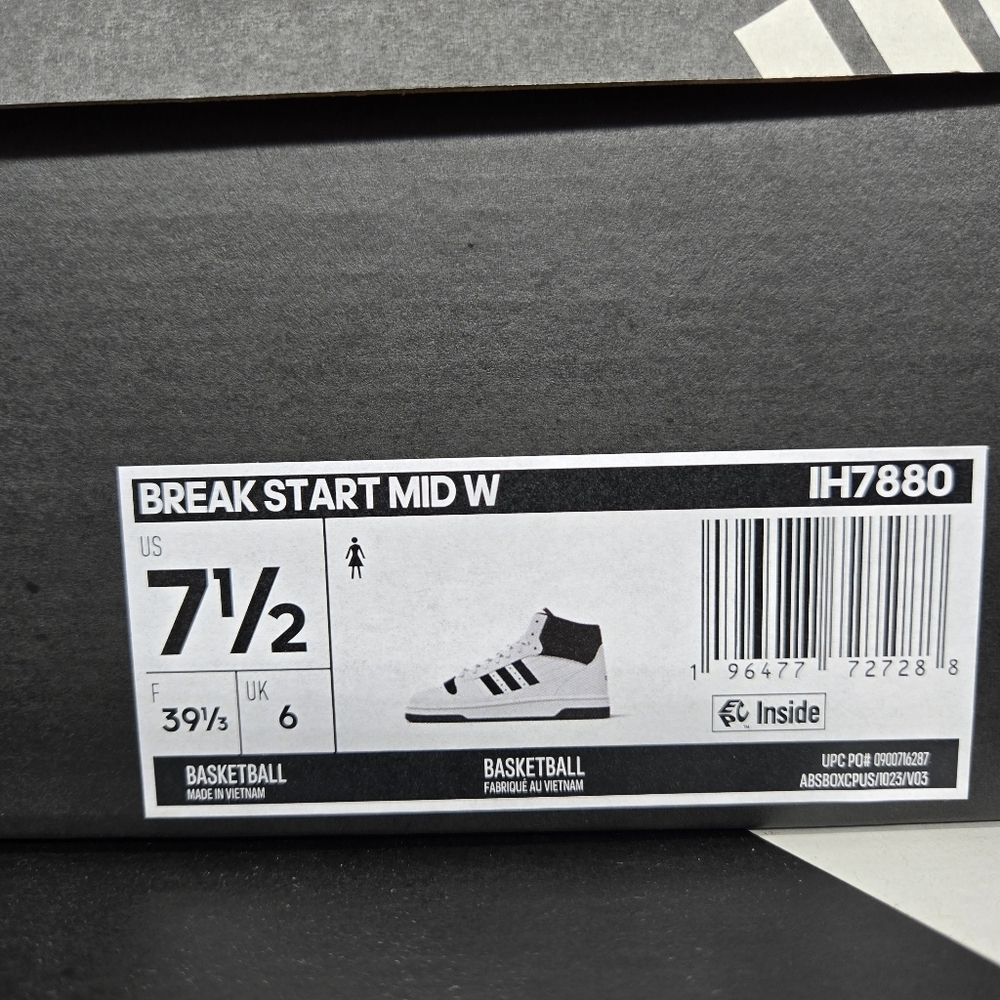 New Adidas Break Start Mid 'White Black' Women's Shoes Size 7.5 - Picture 8 of 8